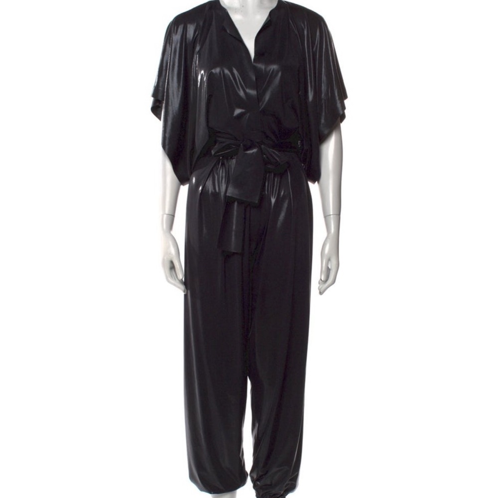 Norma Kamali Elegant Metallic Black Jumpsuit size small